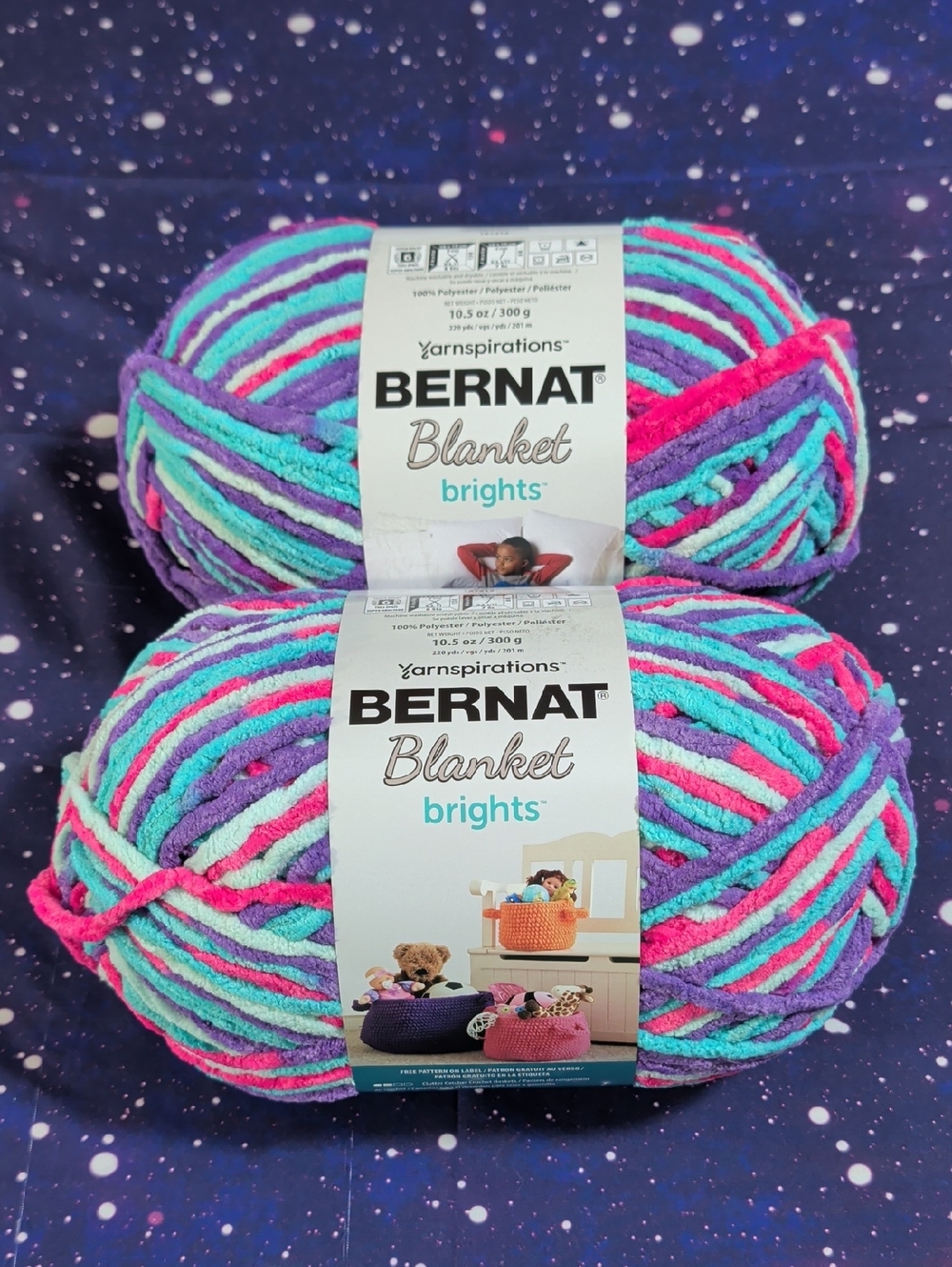 2 Brand New Skeins Bernat Blanket Brights Yarn UNICORN BRIGHTS Smoke Free Home